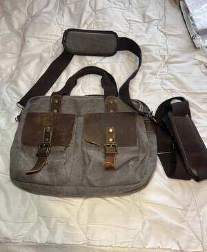 S-ZONE Vintage Canvas and Leather 15.6 Inch Laptop Messenger Bag Briefcase